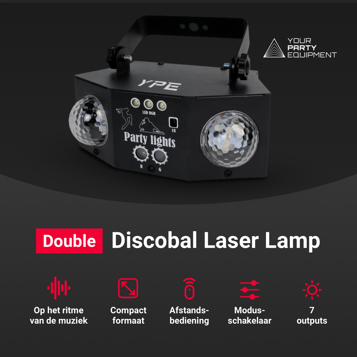 Double Discobal Laser Lamp – 7 Outputs RGB & Lasers – YPE
