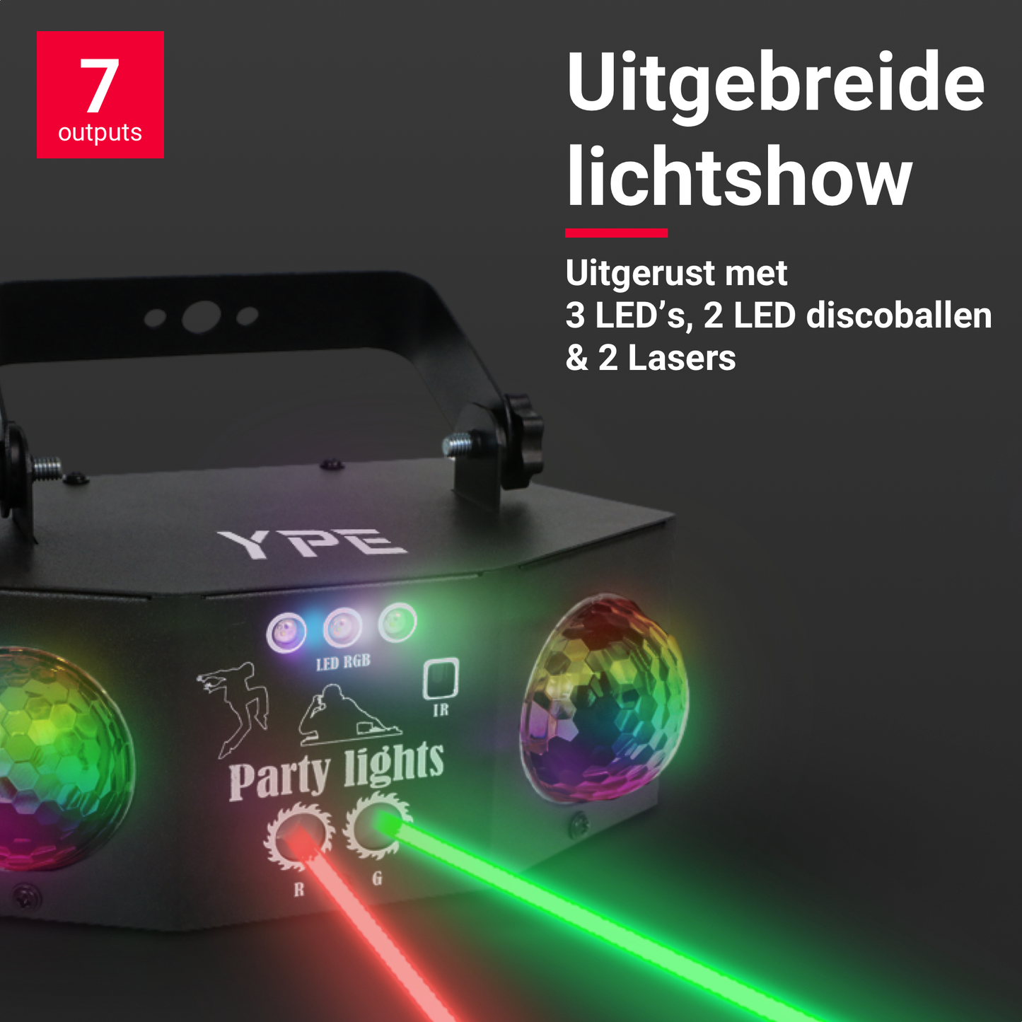 Double Discobal Laser Lamp – 7 Outputs RGB & Lasers – YPE
