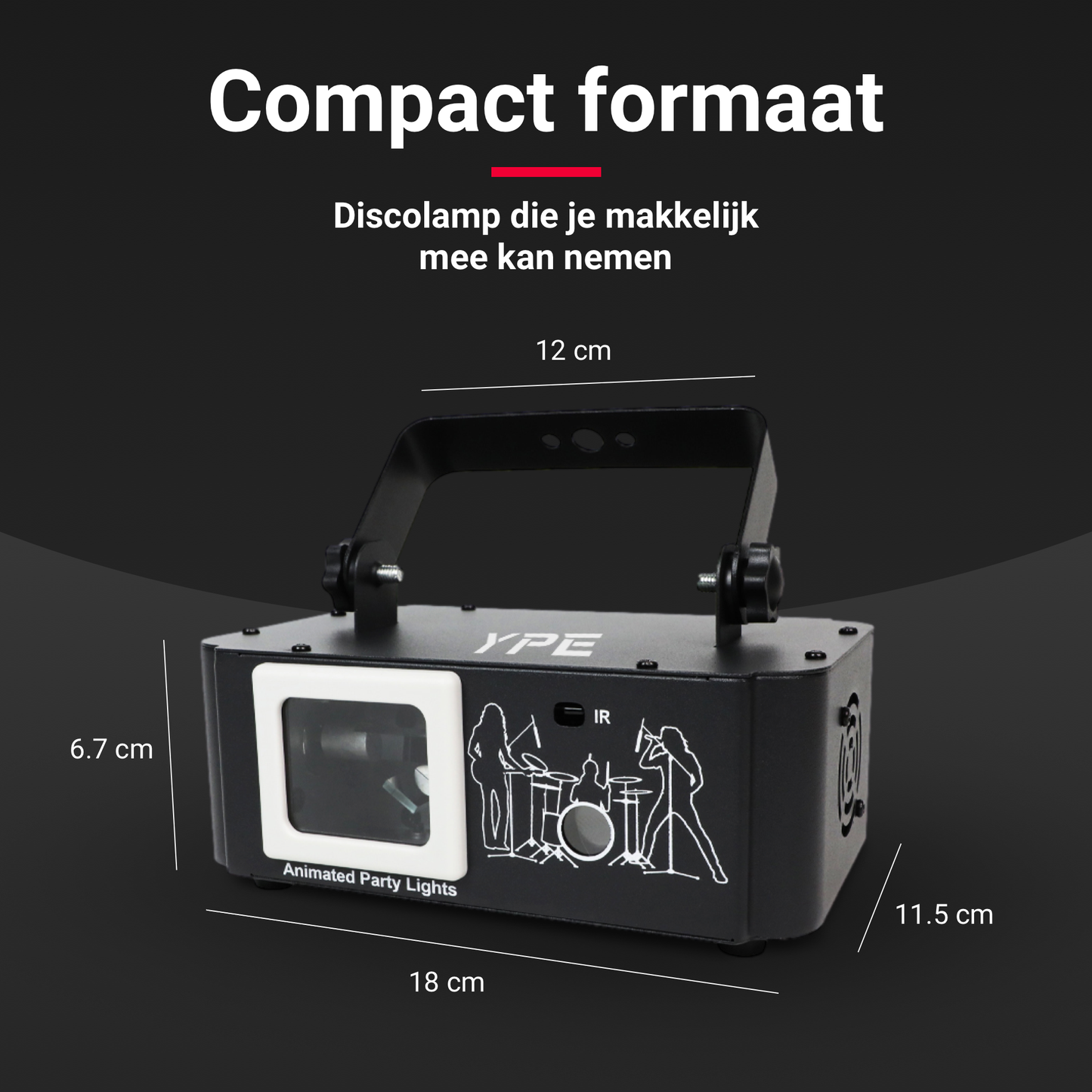 Compact formaat van de Double Mega Party Laser – gemakkelijk te plaatsen en verplaatsen