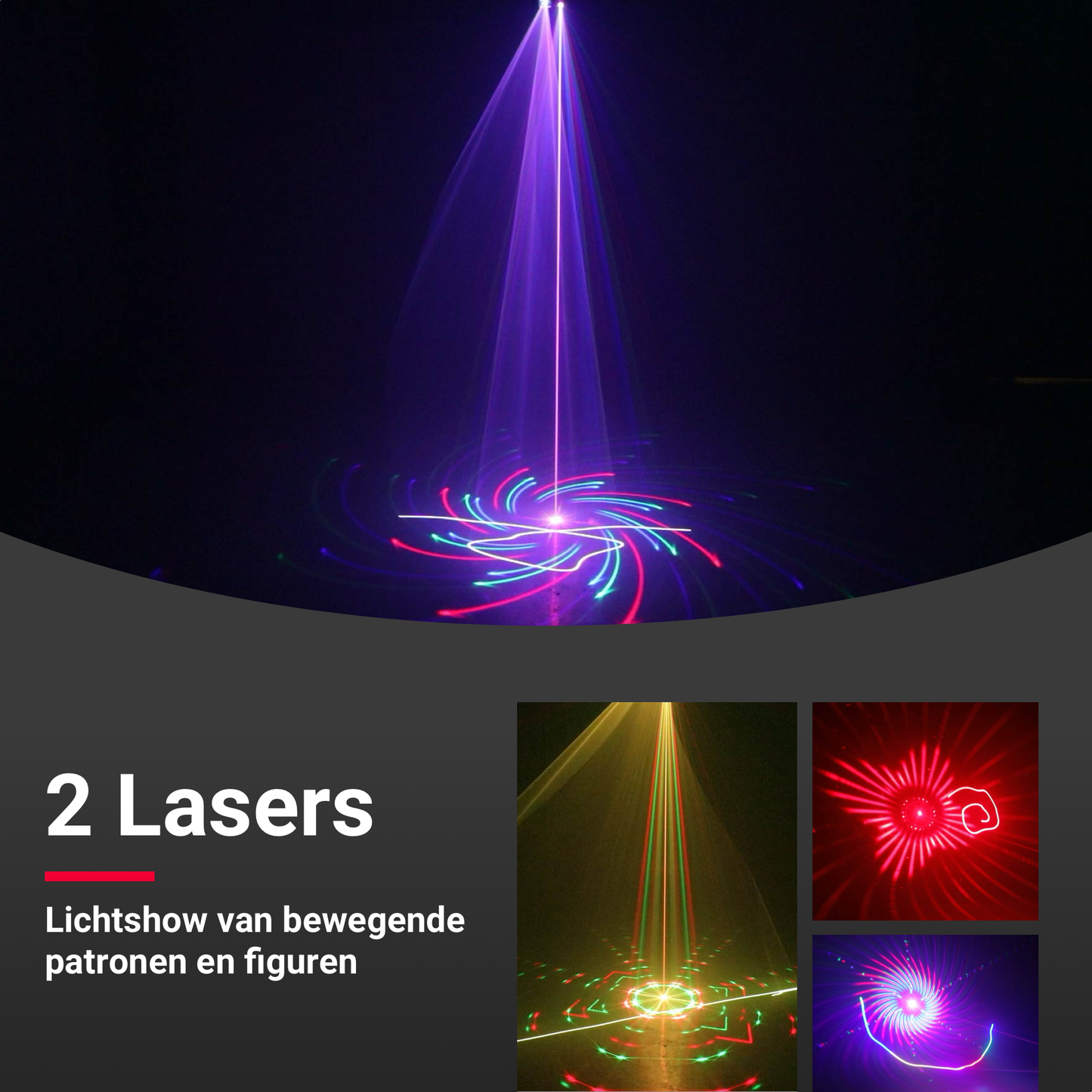 Uitleg van de laserfuncties – krachtige patronen en regenboogkleuren