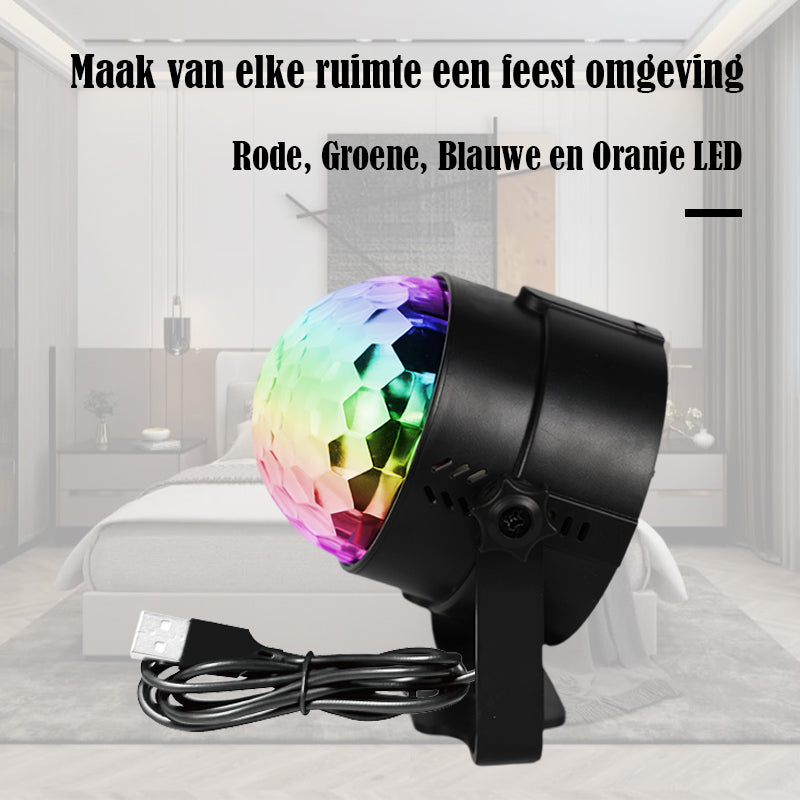 Mini Discolamp met 4 LED kleuren: Rood, Groen, Blauw en Oranje – YPE