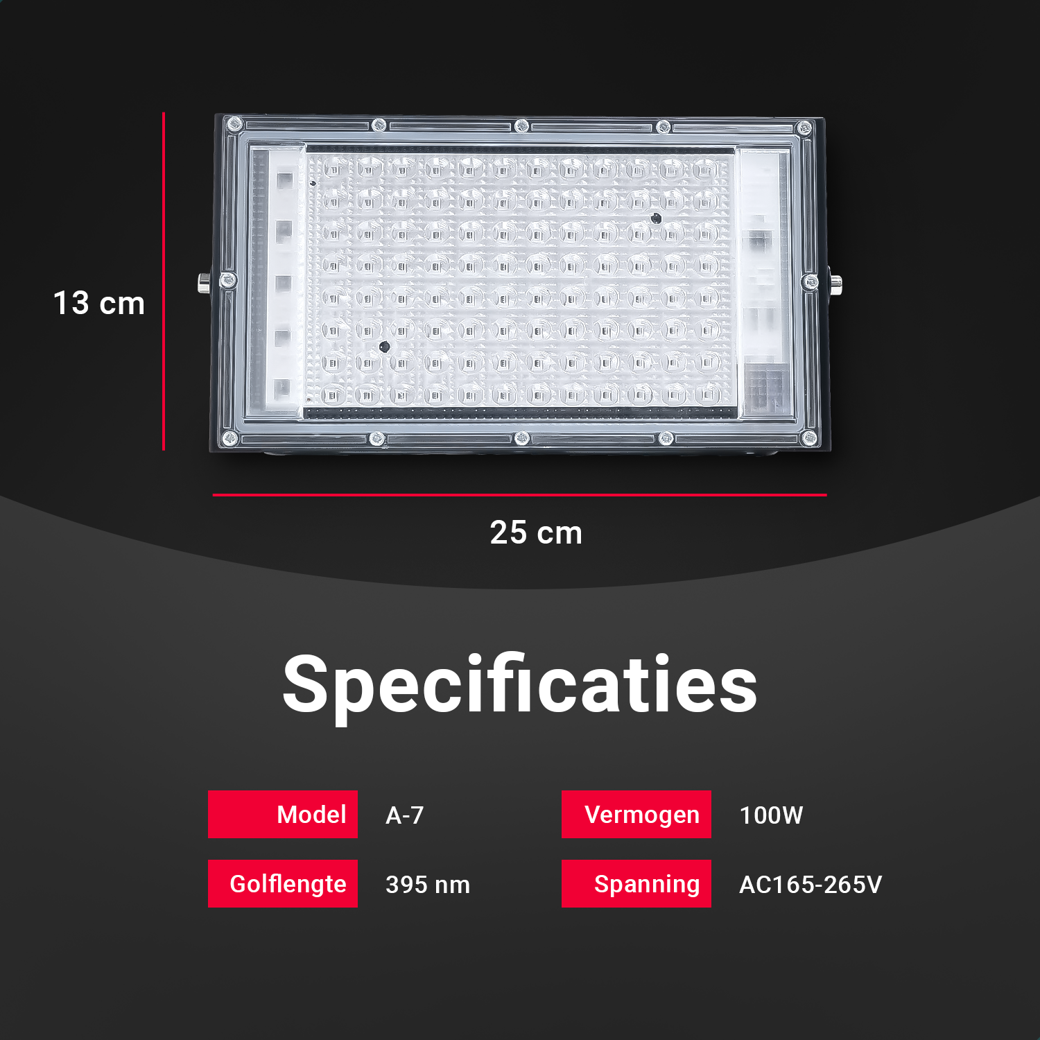 Technische specificaties van de 100W Blacklight UV Lamp – YPE