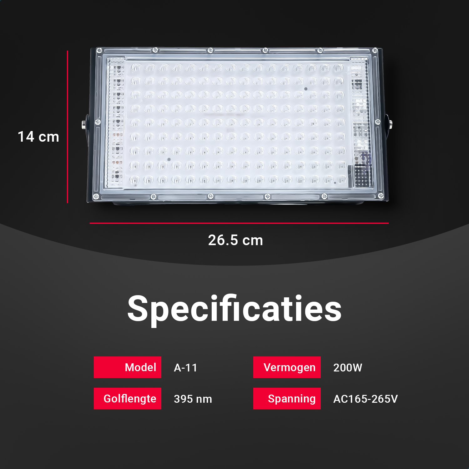 Technische specificaties van de 200W Blacklight UV Lamp – YPE