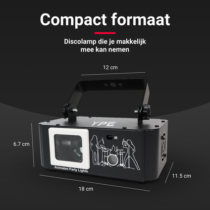 Compact formaat van de Double Mega Party Laser – gemakkelijk te plaatsen en verplaatsen