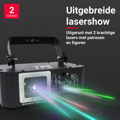 Componenten van de Double Mega Party Laser – lamp, LED- en lasermodules