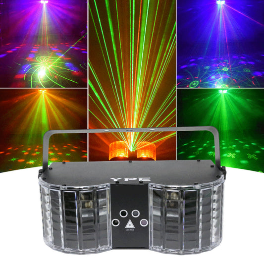 Double-Mirror 4-Hole Laser Butterfly Light – Multifunctionele Party Laser & LED – YPE