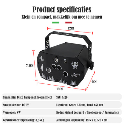Technische specificaties van Mini Disco Lamp met Droom Effect – YPE