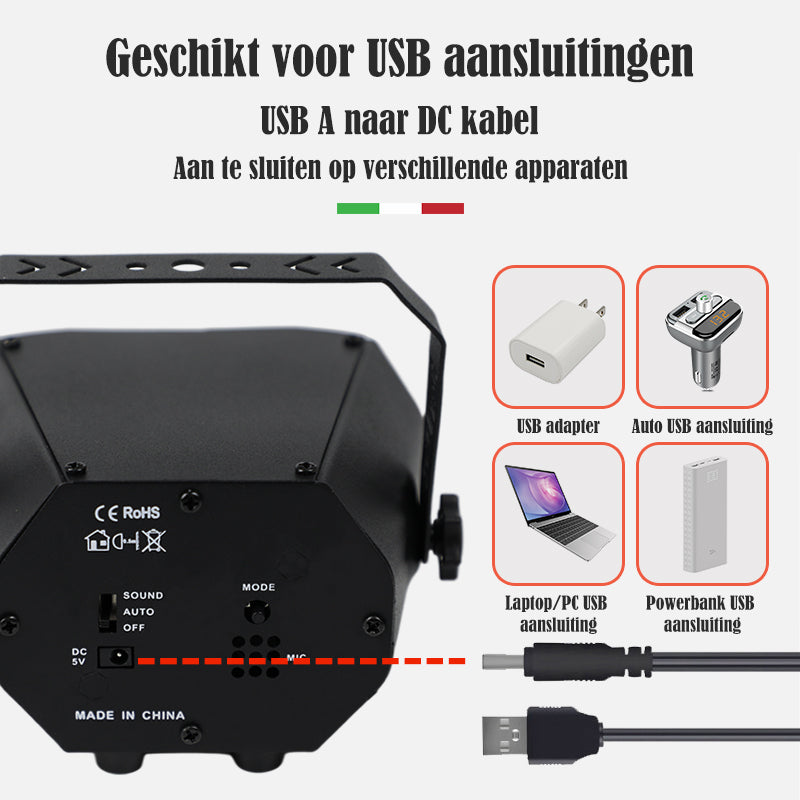 USB-A voedingskabel van Mini Disco Lamp met Droom Effect – YPE