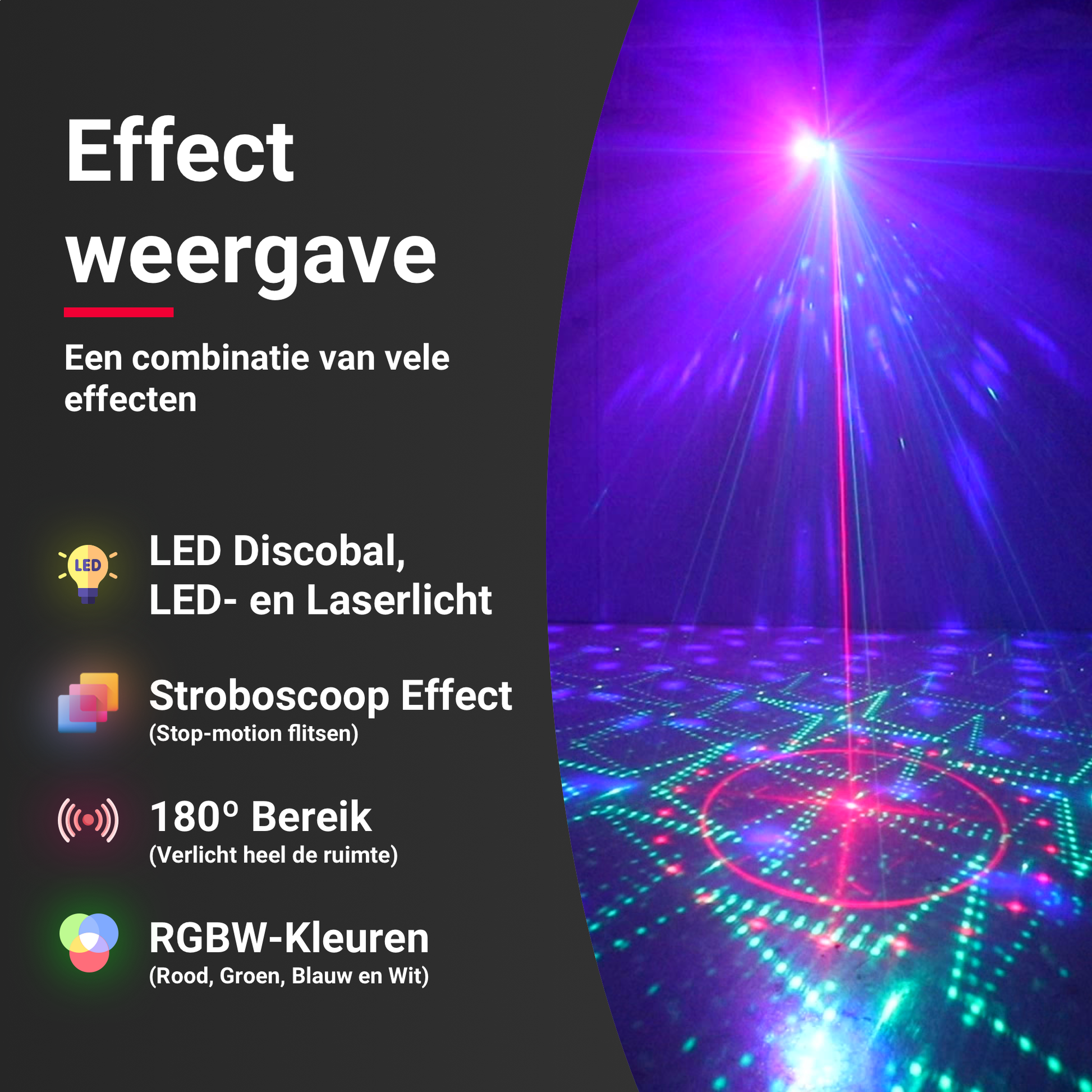 Lichteffect van de Mini Multifunctionele Disco Lamp in een feestomgeving – YPE