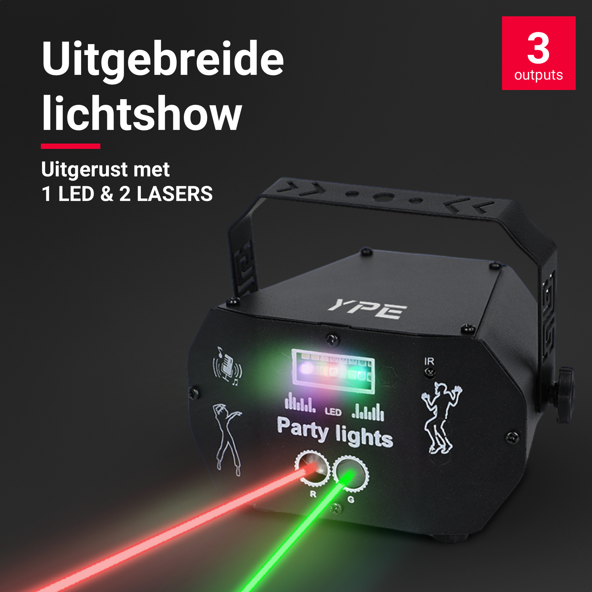 Overzicht van onderdelen Mini Disco Laser met Stroboscoop – YPE