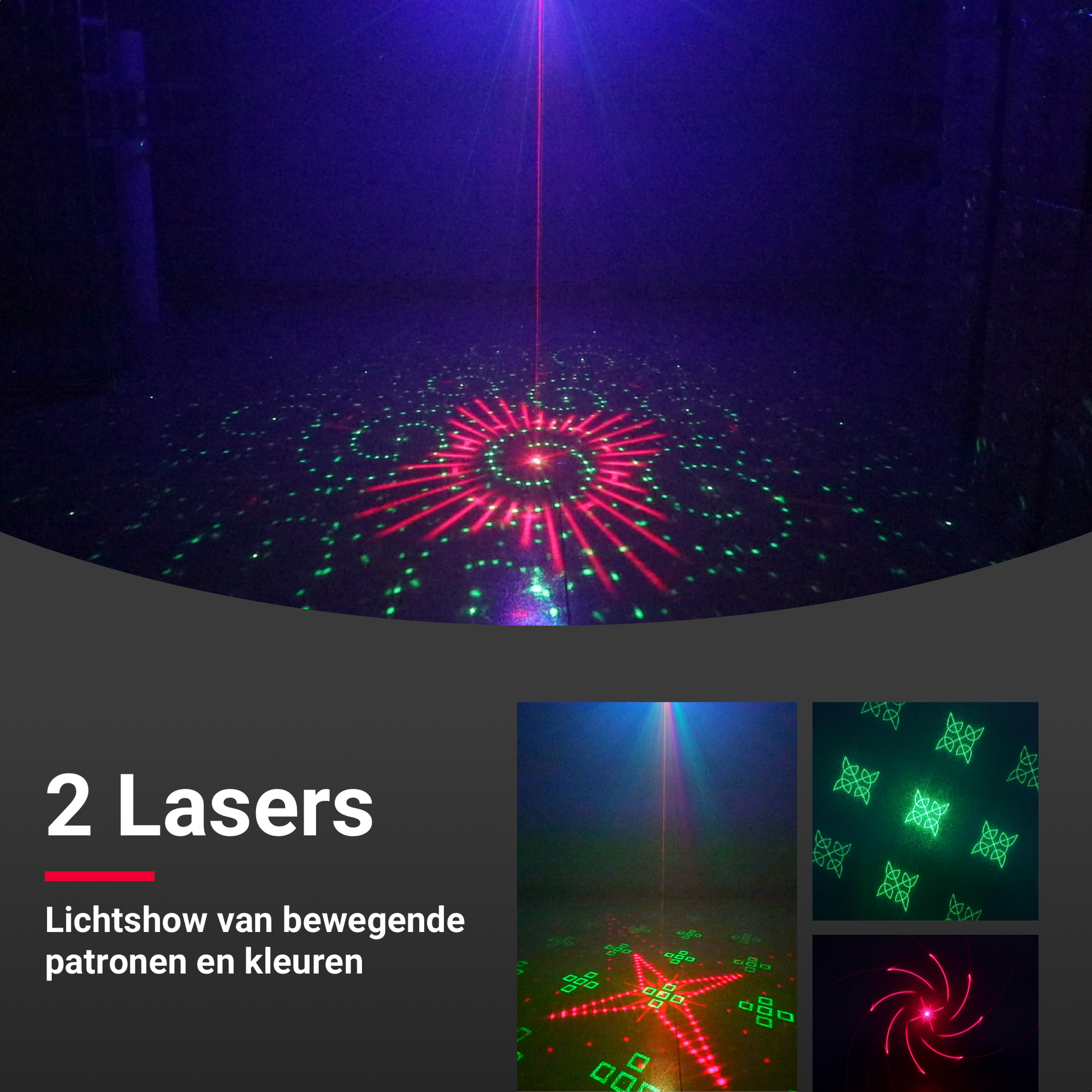Uitleg laserstralen en LED-licht van de Mini Disco Laser met Stroboscoop – YPE