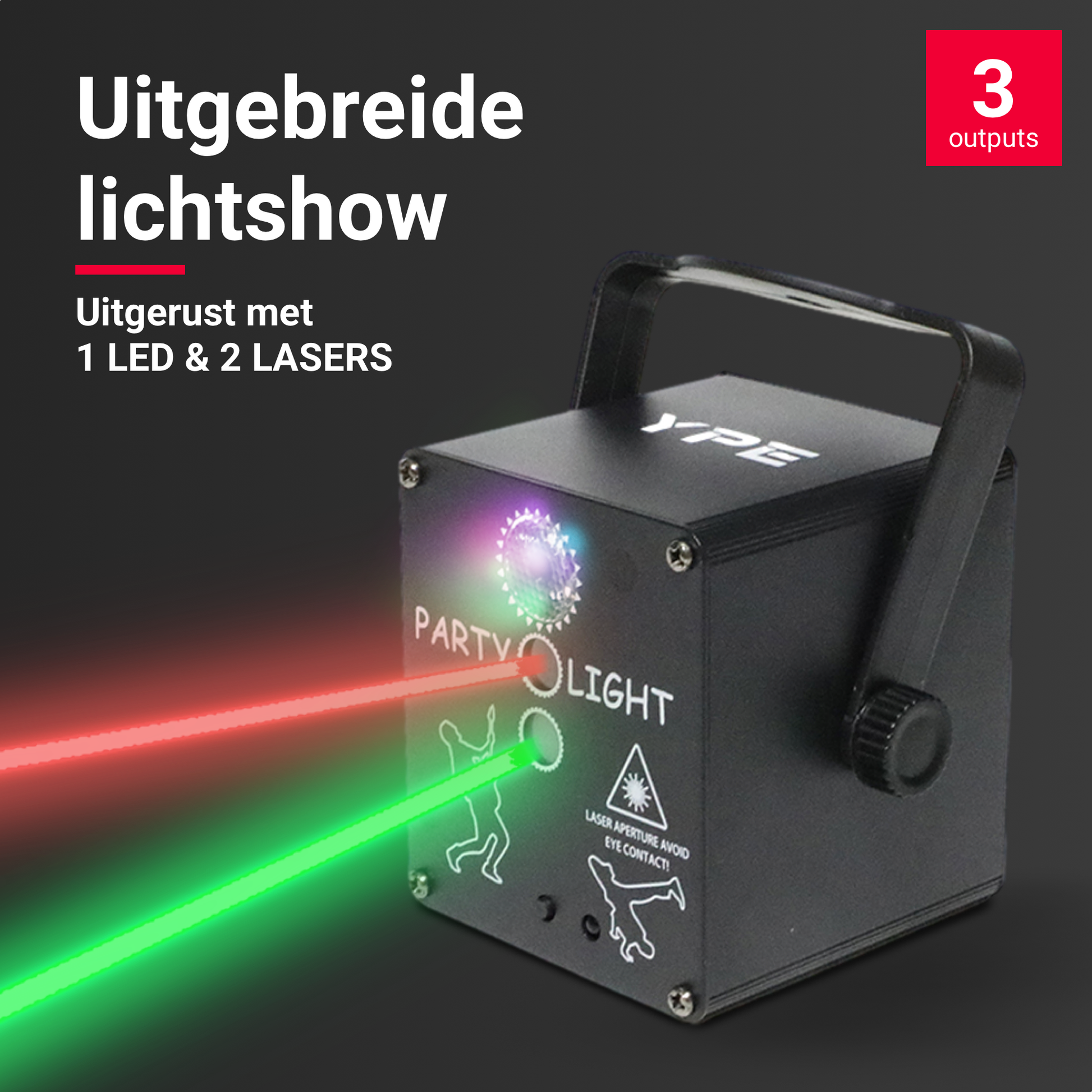Overzicht van componenten van de Mini LED & Laser Party Lamp – YPE