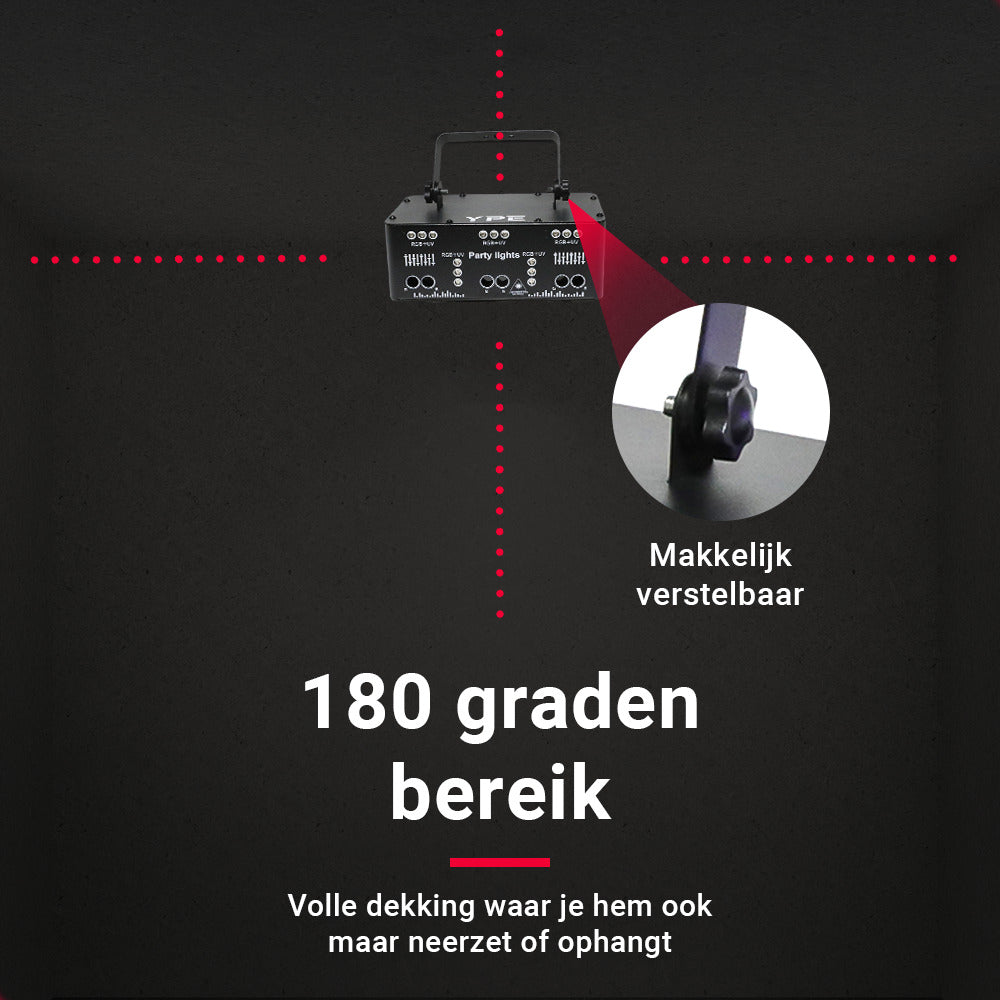 Breed 180 graden lichtbereik van de Ultra Party Laser, ideaal voor volledige ruimteverlichting