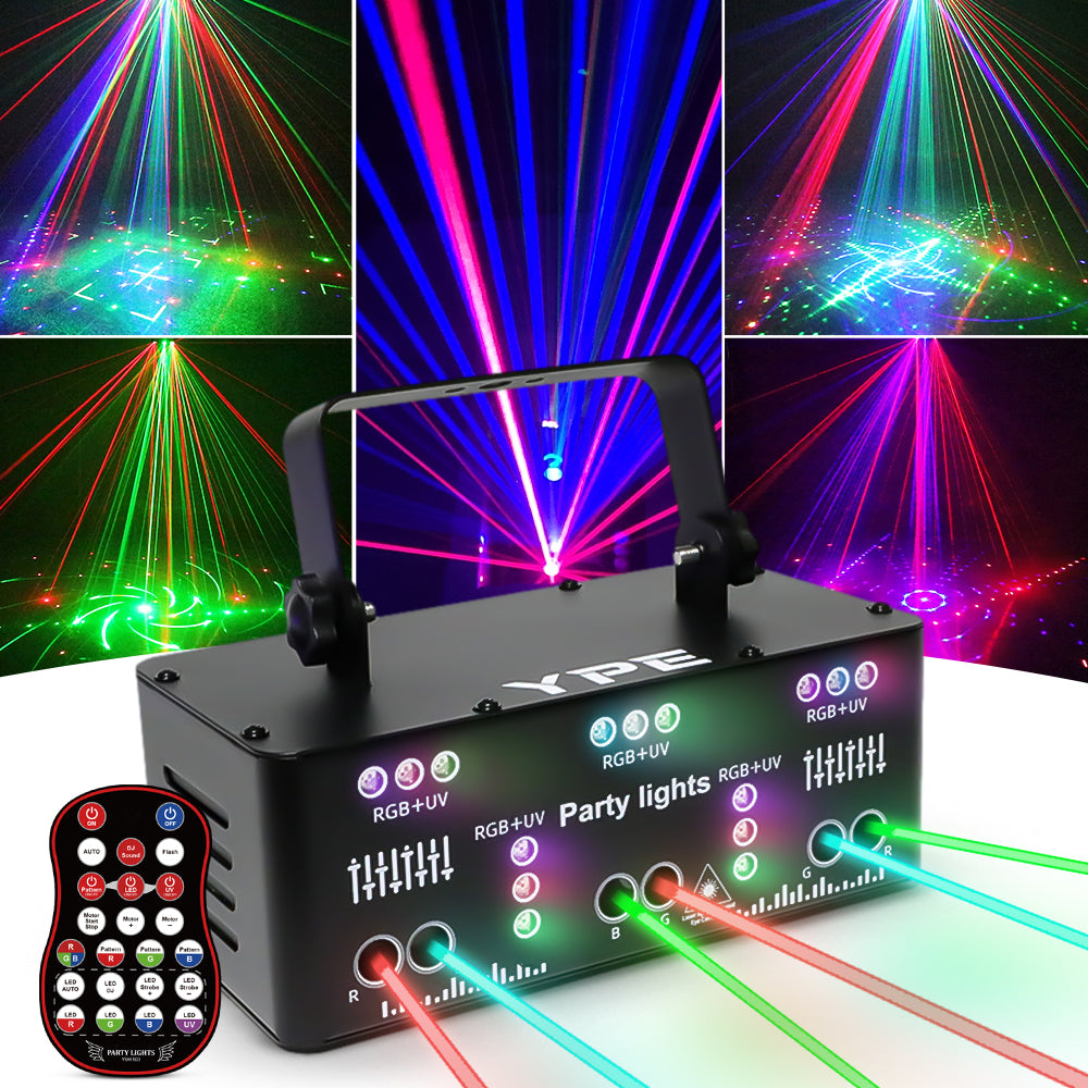 Ultra Party Laser met 21 Outputs – Zwarte compacte feestlamp met lasers en LED’s