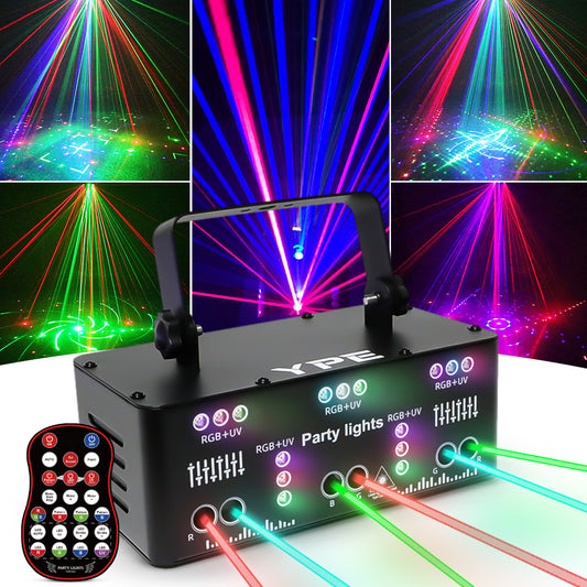 Ultra Party Laser met 21 Outputs – Zwarte compacte feestlamp met lasers en LED’s