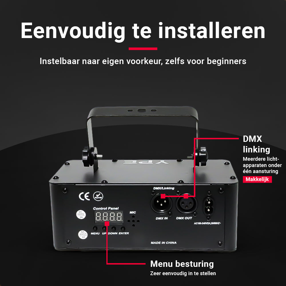 Installatie van de Ultra Party Laser – ophangen met beugel of neerzetten