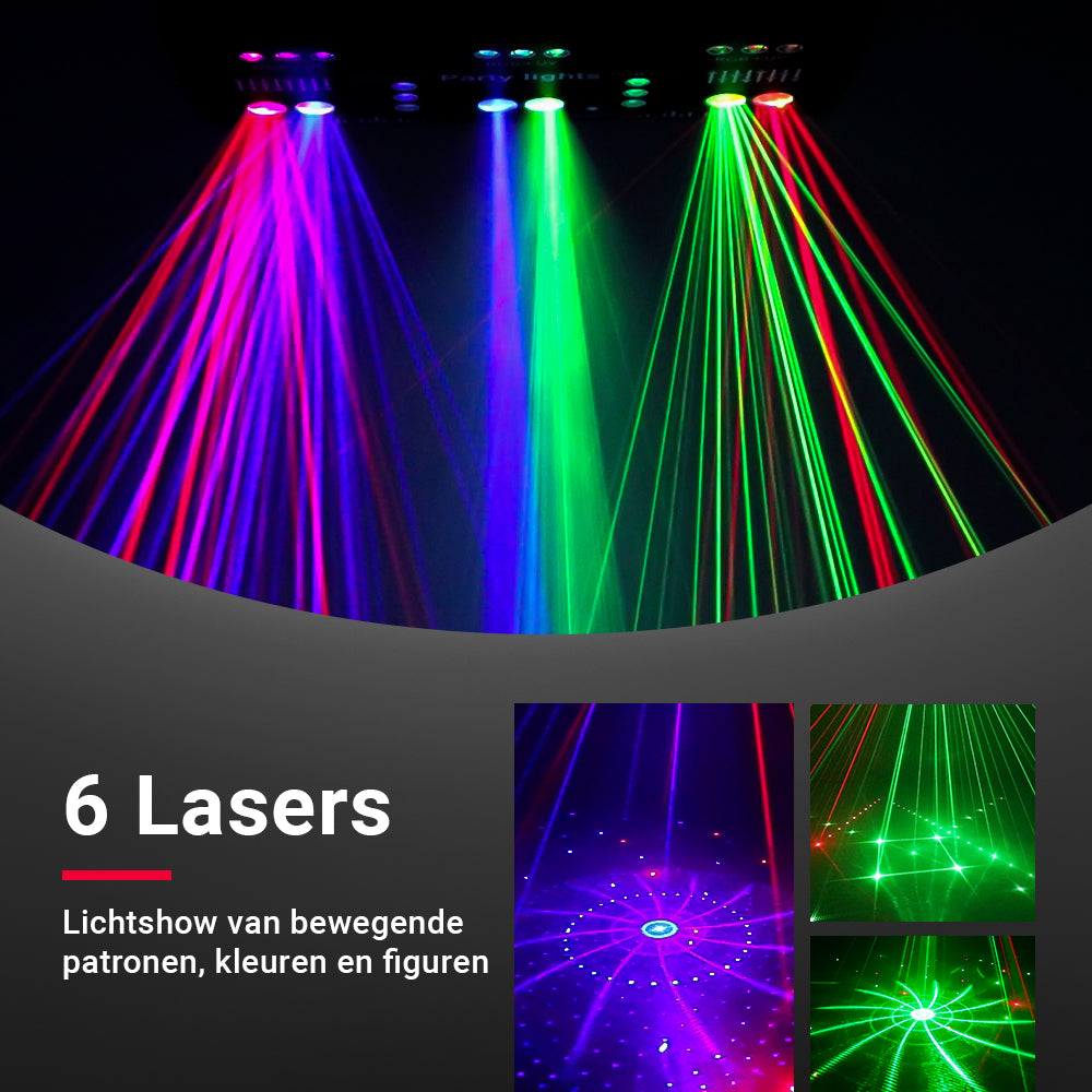 Uitleg van de laserfuncties – Rood, groen, blauw lasers en bewegende patronen